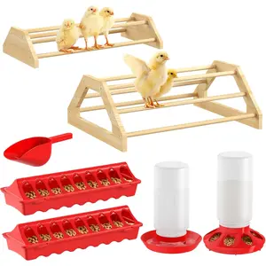 7-in-1 Chicken Brooder Box for Chick Starter Kit, Includes Chicks Perches, Chicken Feeders, Chick Waterers, Chickens Feeding Spoon, Chicks Supplies (Brooder Set)