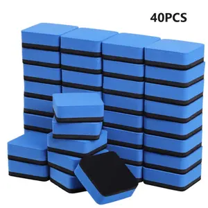 40 Pack Magnetic Whiteboard Dry Erasers Chalkboard Cleaner Wiper for Kids and Classroom Teacher Supplies Home and Office,Dry Erase Erasers,Blue