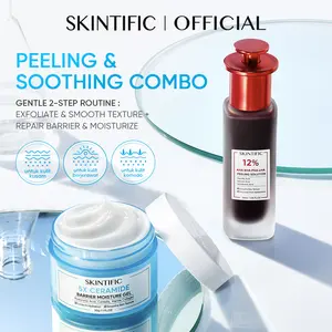 [SKINTIFIC] Peeling Combo 2PCS -12% AHA BHA PHA LHA Peeling Solution +5X Ceramide Barrier Moisture Gel for Smooth Bright Glowing Skin and Dark Spot Care
