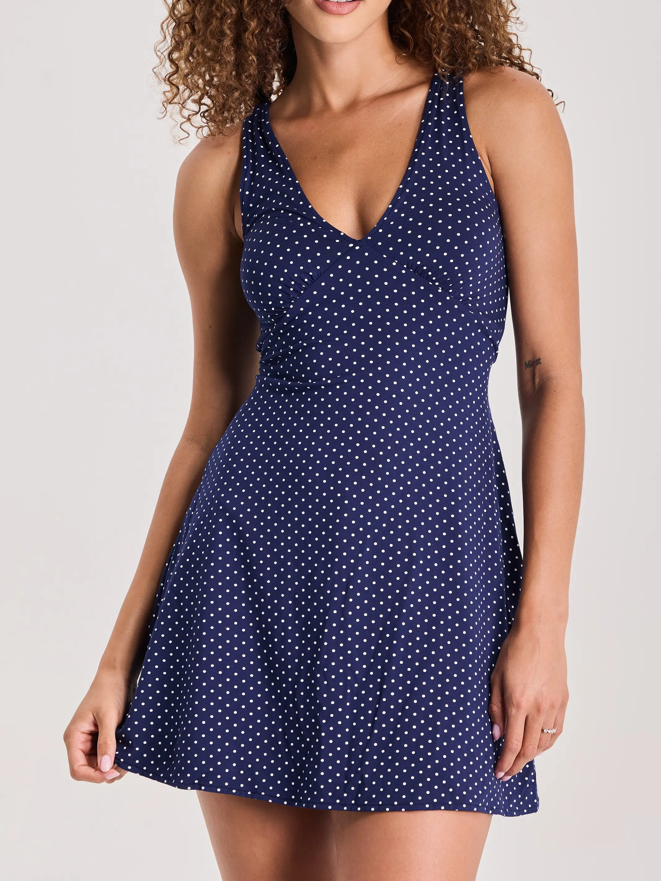 Klassy Network V-Neck Braless Mini Dress with Classic Design and Comfortable Fit