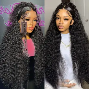 Bling Hair VIP 13x6 HD Lace Front Wig Human Hair Wigs Deep Wave 13x4 Transparent Brazilian Water Wave Hair Lace Frontal Wig For Women Pre Plucked With Baby Hair Natural Color
