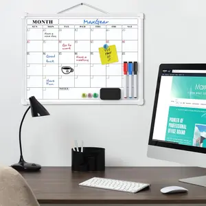 MaxGear 16"x12" Double-Sided Monthly Dry Erase Wall Calendar Board, Portable Hanging Small Whiteboard Planning Tool for Home, Office