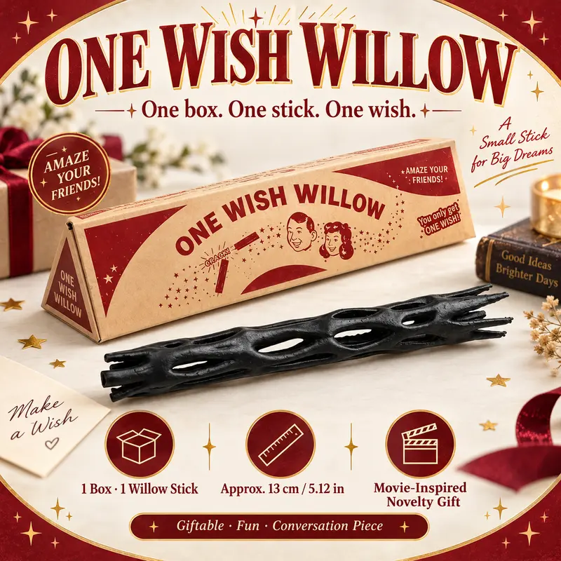 One Wish Willow - Fun Magic Wish Stick Novelty Gag Gift, 3D Printed Replica Wish-Making Snap Stick with Box, Breakable Magic Snap Sticks, Novelty Collectible Props, Halloween Decoration, 4–6 Years