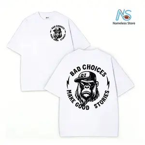Bad Choices Make Good Stories Chimpanzee Print Men's T-shirt, Menswear