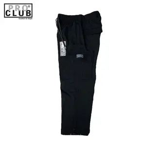 PROCLUB Men's Heavyweight Cargc Sweatpants PRO CLUB Cargo Pants 6 Pockets Casual Fleece Pants Hip Hop Harem Casual Loose Fit Elastic Big and Tall