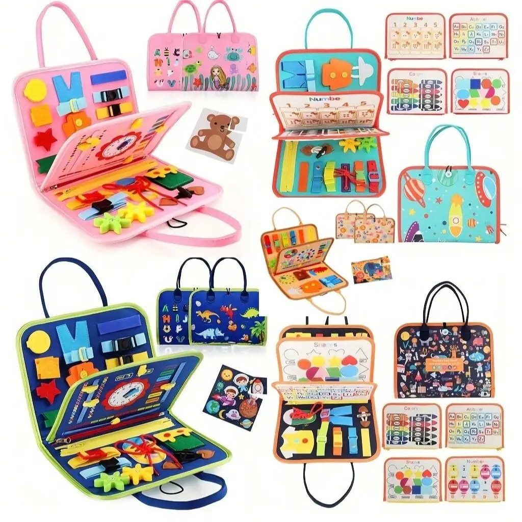 Busy Board Toys, Educational Learning Toys with Life Skills, Alphabet, Number, Shape, Color, Animal, Weather - Boy Birthday Gift, Car Airplane Travel