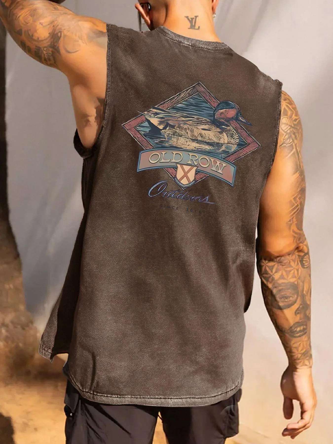 Men's Regular Fit Sleeveless Printed Graphic Duck Print Round Neck Tank Top, Street Fashion Casual Crew Neck Summer Sleeveless Vest for Daily Wear, Menswear for All Seasons, Socks