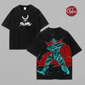 Tengen Toppa Gurren Lagann “Spiral Overdrive Protocol” Oversized Tee – Acid Washed Lightweight Cotton, Crimson Skull Crest Front & Kamina Requiem Back Graphic, Retro Mecha Streetwear for Lorecore Fans & Dai-Gurren BelieversValentine's Day