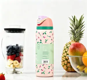 Owala 32oz pink cherry blossoms Stainless Steel Water Bottle - Straw Lid, Leak-Proof,  BPA-Free, Portable Gym Travel Flask Leakproof Flip Lid with Built-in Straw, Print Travel Tumbler for Gym Travel