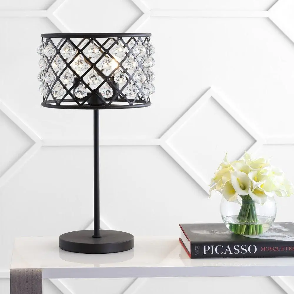 JONATHAN Y Gabrielle Metal/Crystal LED Table Lamp , for bedroom, living room, foyer, hallways, dining room, dorms