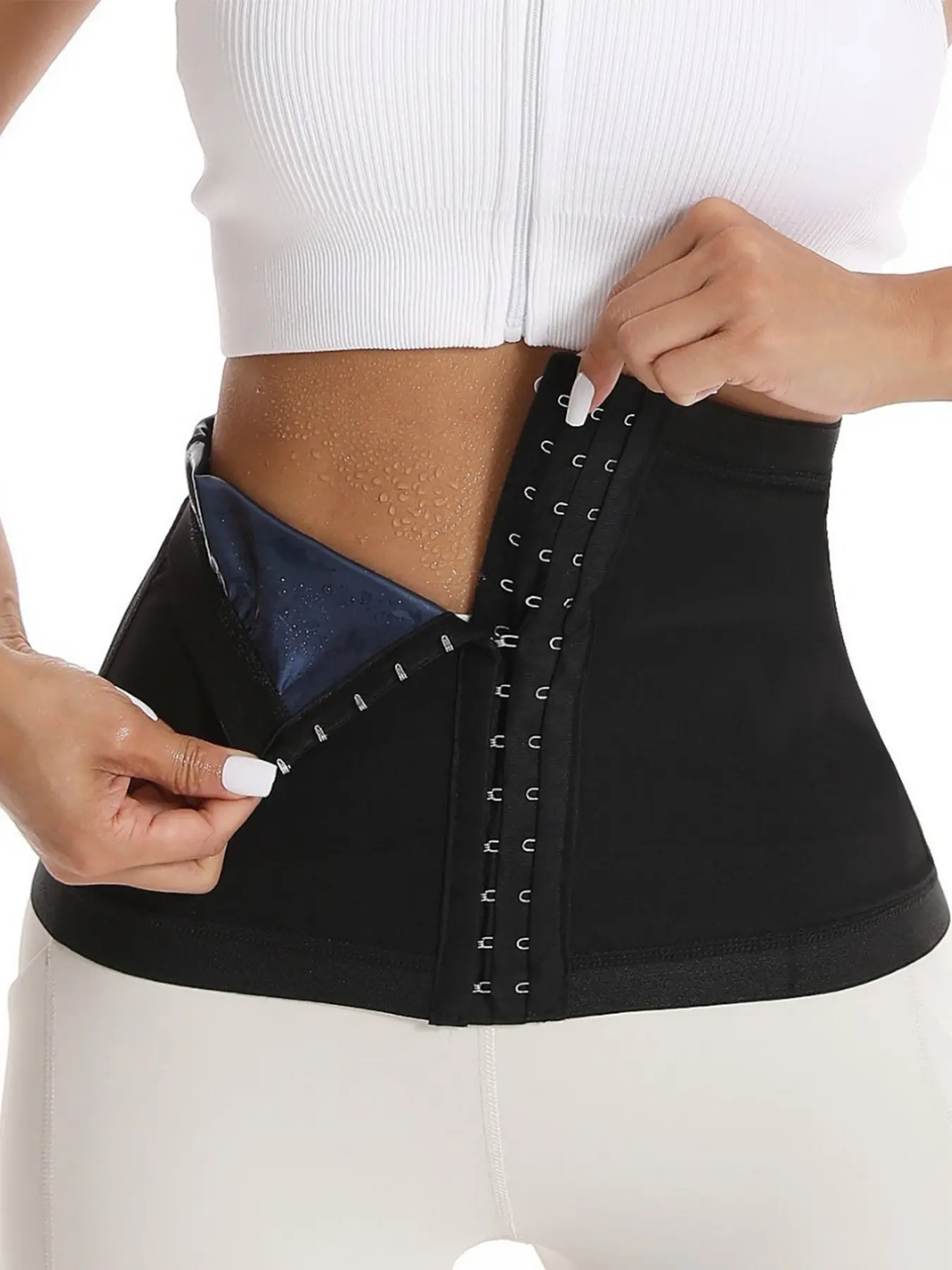 Steam Sweat Waist Cincher Fitness Shapewear Belt Three-Row Buckle Shapewear Gym Workout Body Shaper Breathable Lumbar Support Postpartum Abdominal Binder Strap Underwear Womenswear Shapewear Tummy Control
