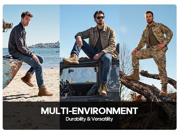 NORTIV 8 [Metrostrike] Men's Military Tactical Boot Lightweight Breathable Boots for Work All Day Side Zipper Motorcycle Combat Hiking Boots 8 Inches Trekking Shoes Rubber Outsole Durability Worker