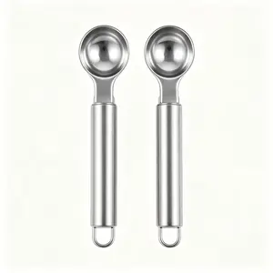 Two-Piece Ice Cream Scoop Set, Round Melon Digger Stainless Steel Spoon, Dessert Ball Scooper, Easy-To-Use Scooping Tool
