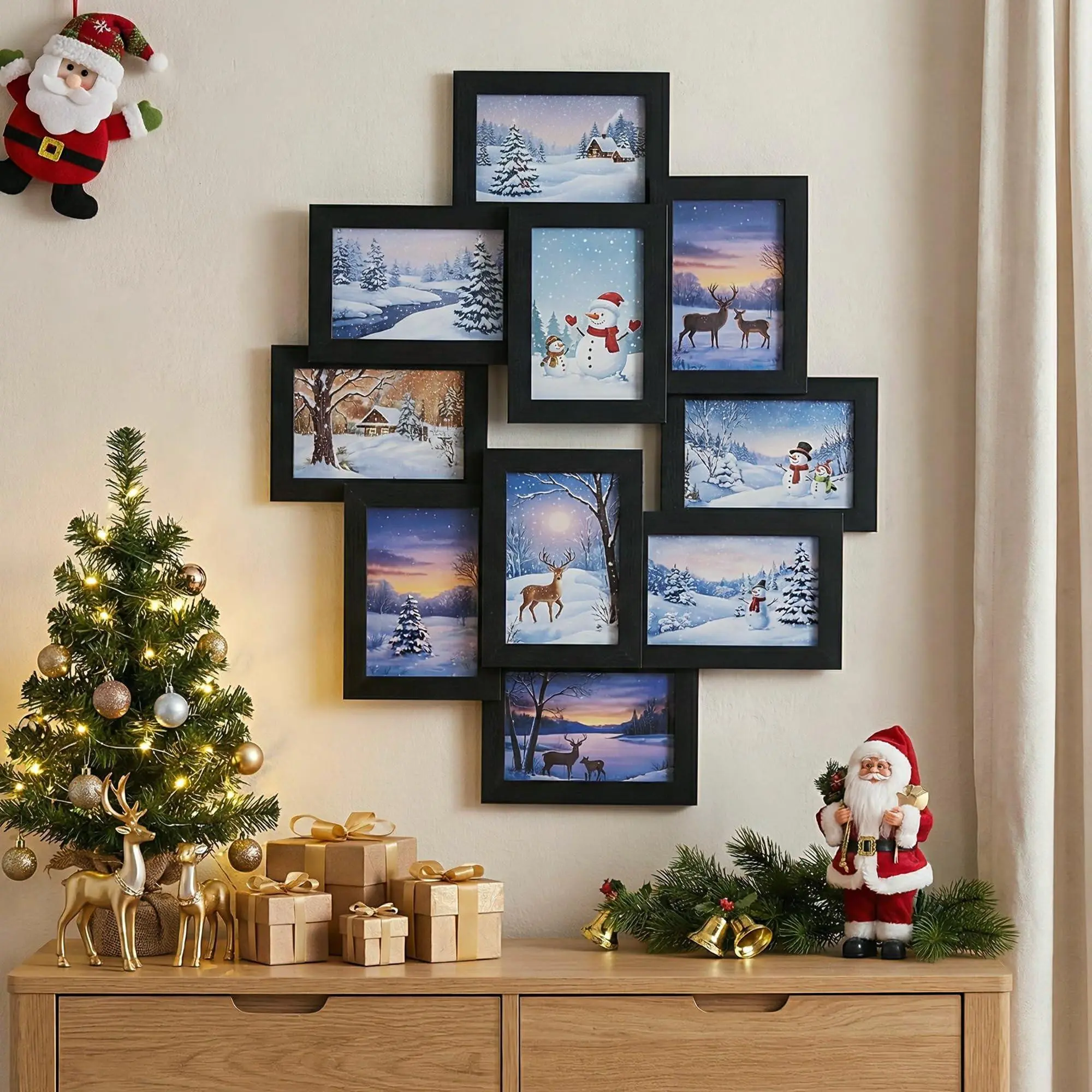 Gaomon 10PCS Black Collage Picture Frame Set with Glass & MDF, Wall-Mountable Gallery Hanging Display, Multi-Family 4x6 Photo Holder, Home Decor Gift for Living Room, Bedroom