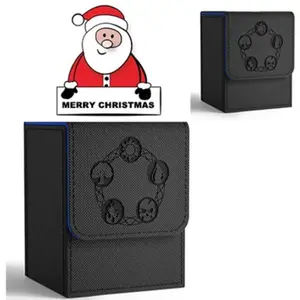 2 PCS Card Deck Box for MTG, Commander Card Storage Box Fits 100+ Single Sleeved Cards, PU Leather Magnet Case for Magic TCG Cards