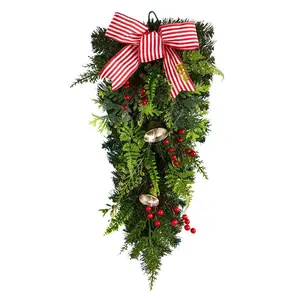 Nearly Natural  26 in. Holiday Christmas Bells & Bow Artificial Swag