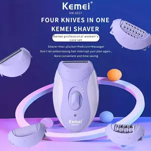 KemeiI's new multifunctional shaver mild depilator, four-in-one, electric depilator, foot grinder, facial massager, ladies' private parts shaver, depilatory artifact, Hair Removal Machine, purple, km-6037.