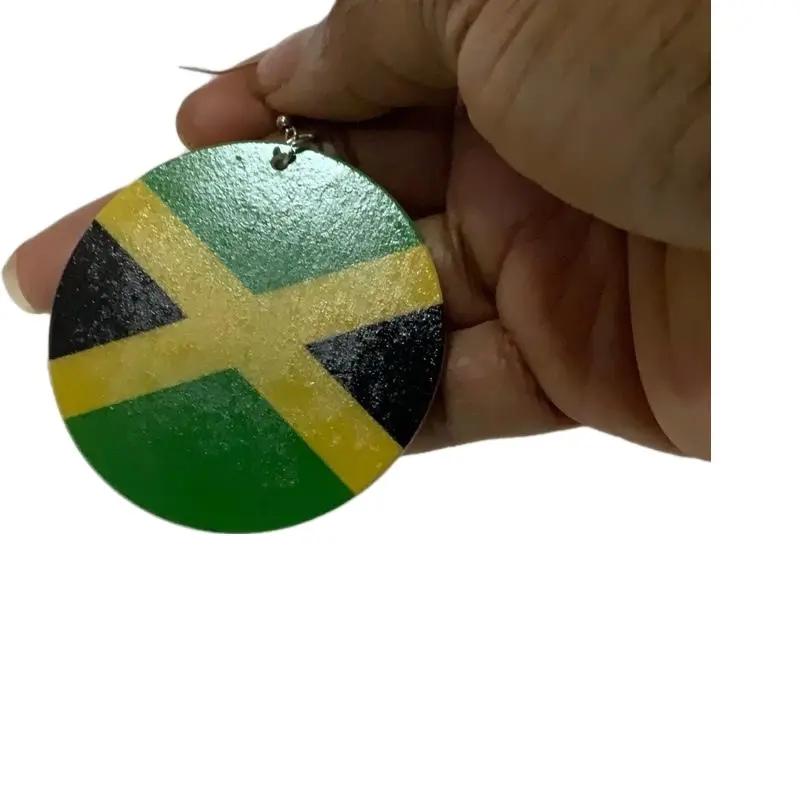 Jamaica Flag Wooden Earrings Handcrafted with Vibrant Colors Unique Design Perfect for Any Occasion Statement Accessory jewellery