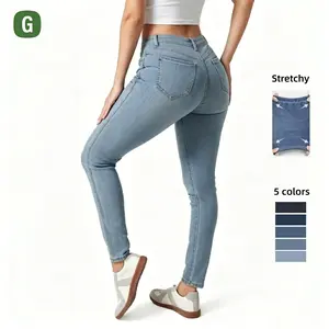 High Waisted Stretch Denim Tights - No Gap, Slim & Flattering, Streetwear Jeans for Women, Washed Casual Style outdoorfun