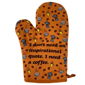 I Don't Need An Inspirational Quote I Need Coffee Oven Mitt Funny Morning Caffeine Kitchen Glove Funny Graphic Kitchenware Bakeware Funny Coffee  Novelty Cookware Orange