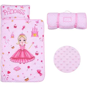 Kids Nap Mat Portable Slumber Bags with Removable Pillow and Blanket for Girls Boys, Lightweight Extra Large Sleeping Bag for Preschool Camping Daycare