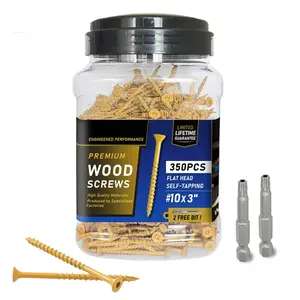 Deck Screws #10 x 3, 5lb, 350 PCS, Wood Screws 3 Inch, Epoxy Coated, Rust Resistant Exterior Screws, Torx Drive Head, T25 Star Bit Included, Tan Outdoor Decking Screw for Wood Fence.