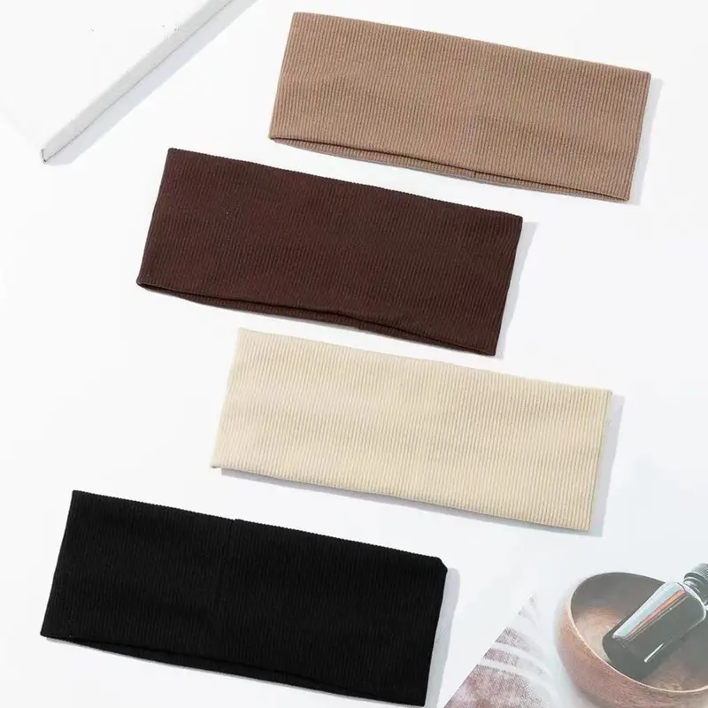 Solid Color Hair Band, 4 Counts Sweat-absorbent Elastic Headband, Casual Simple Hair Accessories for Women & Girls, Minimalist Headwear Suitable for Daily Wear, Sweat Wicking Headband, Headbands Women