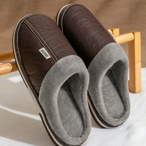 Men's Casual Geometric Pattern Plush Slippers As Gift, Simple Soft & Comfy Bedroom Slippers, Warm Home Slippers for Fall & Winter Wear, Perfect for Men Daily Wear, Indoor Warm Slippers, Autumn Winter Slippers, Slipper Shoes