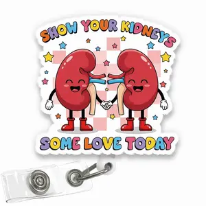 Show Your Kidneys Some Love Today Badge Reel, Funny Urology Acrylic Retractable ID Holder, Nurse Gift