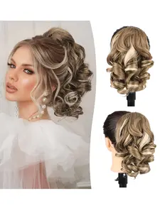 Ponytail Extension 8 Inch Short Curly Drawstring Ponytail for Women Layered Curly Drawstring Ponytail Pony Tails Hair Extensions Hairpiece for Women Daily Wear