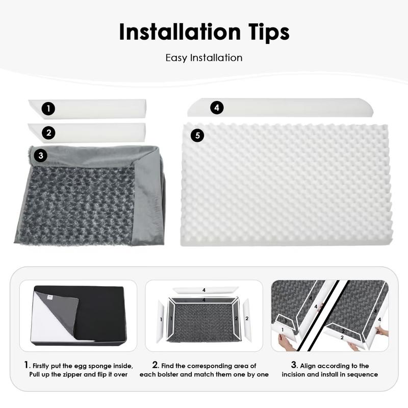 XXL Memory Foam Orthopedic Dog kennel Bed 6.5 Inch Thick for Senior Dogs Over 100 Pounds Water Resistant Washable Cover with Built-in Pillow Non-Skid Bottom & CertiPUR-US Certified