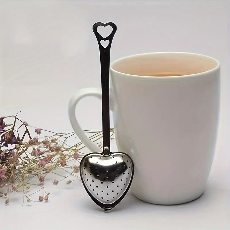 Heart Shaped Stainless Steel Tea Filter, 2pcs Simple Modern Flower Tea Brewer, Drinking Accessories for Home Dinning Room Picnic
