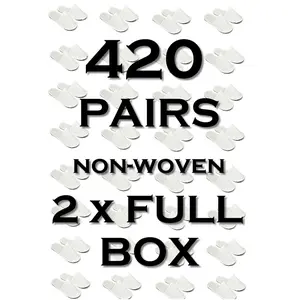 Chochili 420 Pairs Fabric Packed Non-Woven Disposable Hotel Slippers for Airbnb Spa Wedding Guests Adult Men Women Size 10-11, White