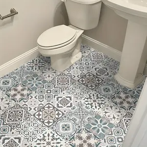 12pcs Vintage Interlocking Floor Tiles Self-Adhesive PVC Waterproof Wear-Resistant Bathroom Kitchen Balcony Renovation