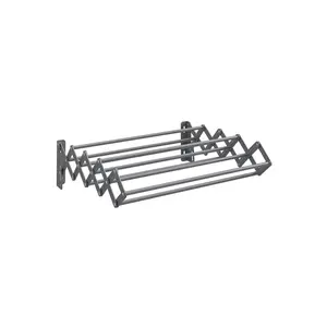 Wall-Mounted Expandable Steel Clothes Drying Rack with 9 Rods Dove Gray