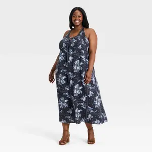 Women's Printed Maxi Sundress - Universal Thread Navy Blue XXL