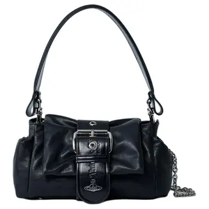 Vivienne Westwood HAZEL Leather Crossbody Bag with Silver Logo for Women in Black