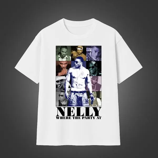 Vintage 90s Nelly Rapper Graphic Short-Sleeve Round Neck Cotton Tops, Y2k Casual Breathable Sports Tops for Men and Women, Easy Matching Tee