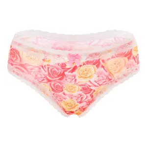 LittleForBig Unisex Hipster Briefs Roses Pattern Mesh Shaping Tucking Gaff Briefs for Sissies Crossdressers Transgender Individuals Red