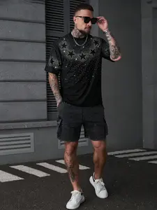 Men's Short Sleeve T-Shirt, Casual Loose Fit Shoulder Drop Design, Oversized Box Type, Graphic Halloween Streetwear, Menswear, Perfect Gift