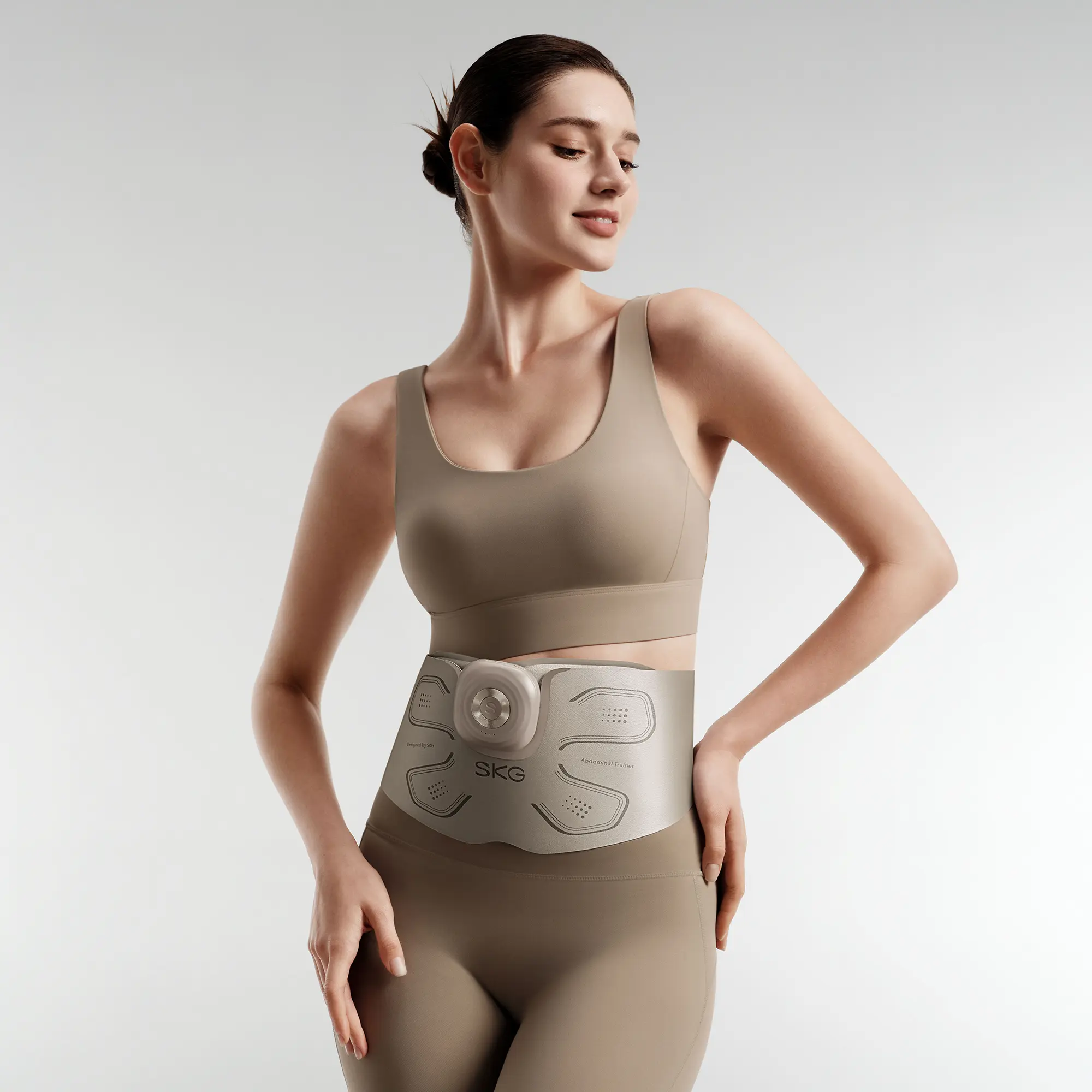 SKG QS500 Abdominal Trainer Belt with EMS + TENS, Heat Therapy, 620 nm Red Light, 9 Intensity Levels, Detachable Body Massage Module