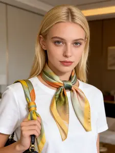 Spring Summer Fashion Vintage Colorblock Multifunctional Small Towel, Suitable for Daily Use, Office, Vacation, Casual Wear