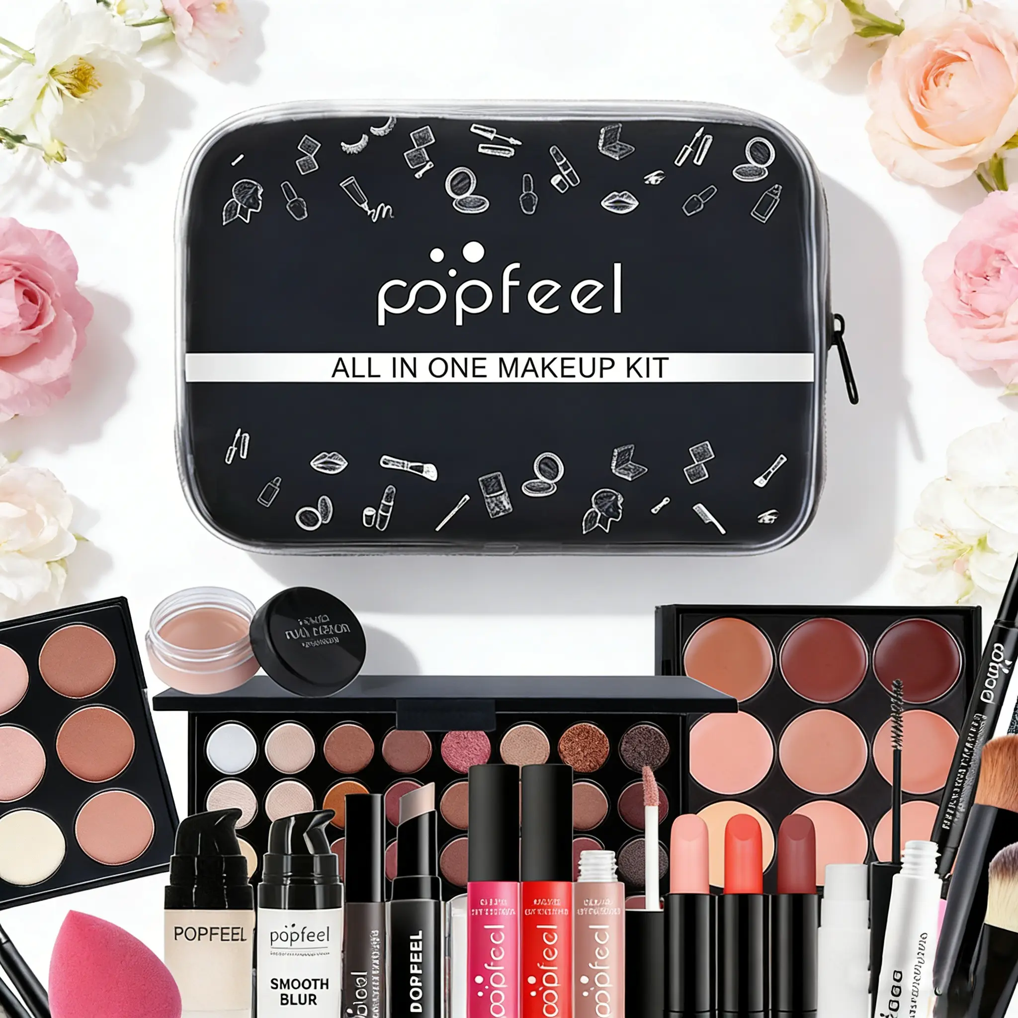 Popfeel Basic Makeup Set, Eyeshadow Set, Cosmetics Kits, Complete Beauty Needs Kit, Beauty Bundle Kit, Travel Gift, Non-Flammable, Notified Via Scpn/cpnp, No Ca Prop 65 Relevance
