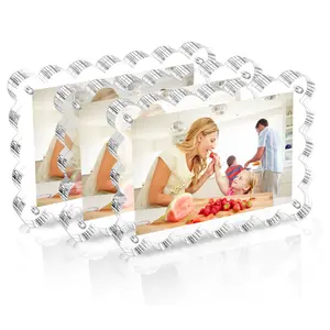 Rectangular Wave Acrylic Magnetic Picture Frame, Multi-Size Multi-Thickness, Baby Hundred Days Photo Stand, High Transparency Anti-Scratch