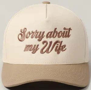 Sorry About My Wife Embroidery Two-Tone Canvas Trucker Hat, Sorry About My Wife, Sorry About My Wife Trucker Hat