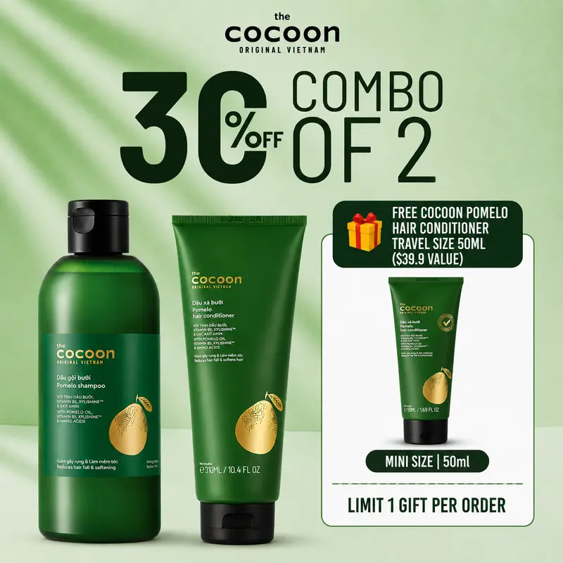 Cocoon Pomelo Hair Shampoo & Conditioner Bundle - 100% Vegan, Sulfate-Free, Anti-Frizz, Moisturize, Repair, Suitable for All Hair Types, 10.5 fl oz Each
