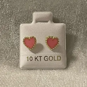10k gold pink heart earrings