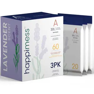 Happimess 8/13.2 Gal. Lavender Scented Drawstring Trash Can Liner, White (60-Count, 3-Packs of 20 Liners)