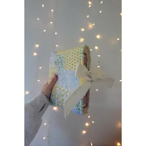 Golden Morning Bible Sleeve | Quilted Yellow Blue Bow Bible Cover