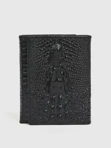 Men's Three-Fold Crocodile Head Wallet, Genuine Leather Crocodile Pattern, Multi-Card Slot, Large Capacity, Business Casual, Gift Choice, Trifold Wallets, Business Style Wallet